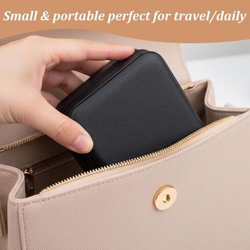 6pcs Mini Travel Jewelry Case,Black Bridesmaids Proposal Small Jewelry Box Mini Jewelry Organizer,Small PU Leather Portable Storage Box for Rings,Earrings,Necklaces,Pendants,Bracelets in Kuwait