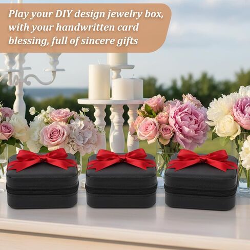 6pcs Mini Travel Jewelry Case,Black Bridesmaids Proposal Small Jewelry Box Mini Jewelry Organizer,Small PU Leather Portable Storage Box for Rings,Earrings,Necklaces,Pendants,Bracelets in Kuwait