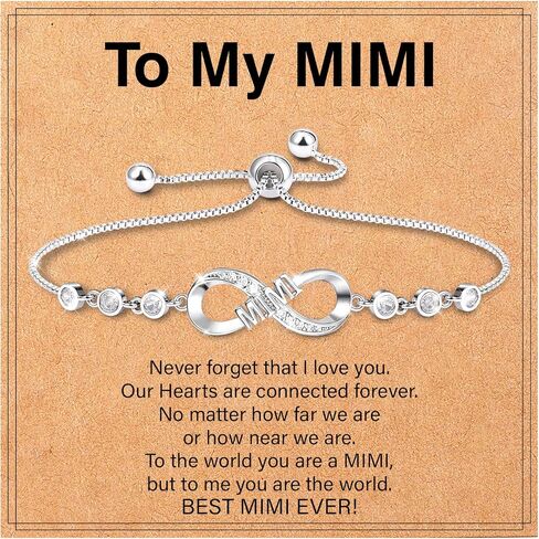 هدايا لاميبا ميمي/جيجي، سوار ميمي/جيجي للجدة في عيد الأم، هدايا مثالية للجدة، أساور قلب الحب اللانهائي للنساء in Kuwait