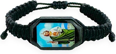 Saint St Jude Black Adjustable Reversible Bracelet Gold Plated Charm Pulsera San Judas in Saudi Arabia