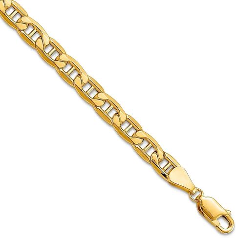 JewelryWeb 10k Yellow Gold 5.5mm Semi-solid Nautical Ship Mariner Anchor Chain Bracelet Link Bracelet for Women and Men in Saudi Arabia