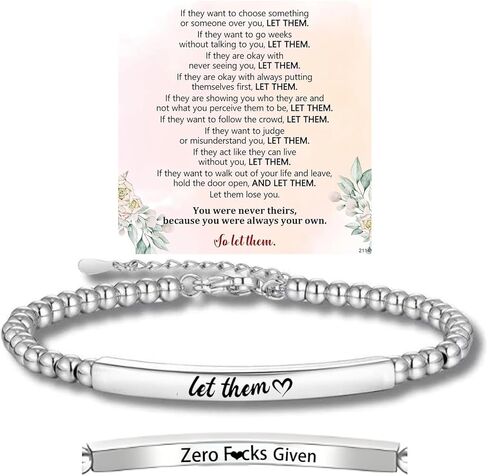 Let Them Zero Fcks Given Mantra Bracelet For Women, Self Worth Motivation Bracelet Stainless Steel Engraving Stackable Inspirational Friendship Jewelry Gift To Sorority Sisters Best Friends in Kuwait