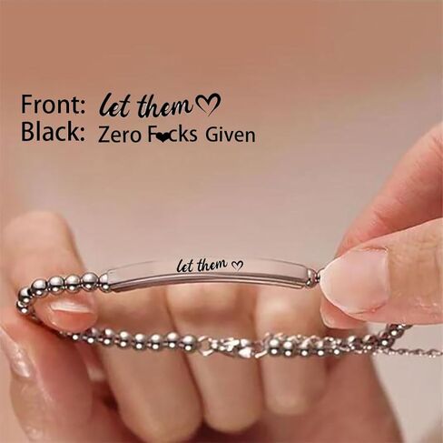 Let Them Zero Fcks Given Mantra Bracelet For Women, Self Worth Motivation Bracelet Stainless Steel Engraving Stackable Inspirational Friendship Jewelry Gift To Sorority Sisters Best Friends in Kuwait