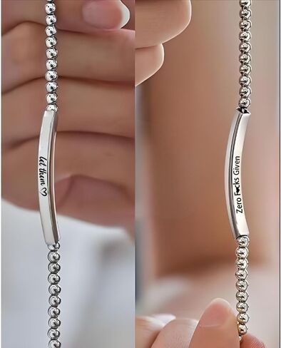 Let Them Zero Fcks Given Mantra Bracelet For Women, Self Worth Motivation Bracelet Stainless Steel Engraving Stackable Inspirational Friendship Jewelry Gift To Sorority Sisters Best Friends in Kuwait