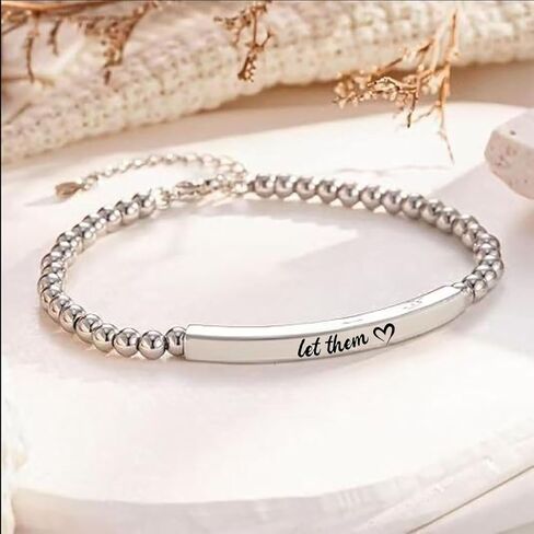 Let Them Zero Fcks Given Mantra Bracelet For Women, Self Worth Motivation Bracelet Stainless Steel Engraving Stackable Inspirational Friendship Jewelry Gift To Sorority Sisters Best Friends in Kuwait