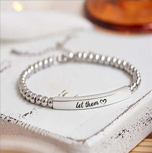 Let Them Zero Fcks Given Mantra Bracelet For Women, Self Worth Motivation Bracelet Stainless Steel Engraving Stackable Inspirational Friendship Jewelry Gift To Sorority Sisters Best Friends in Kuwait