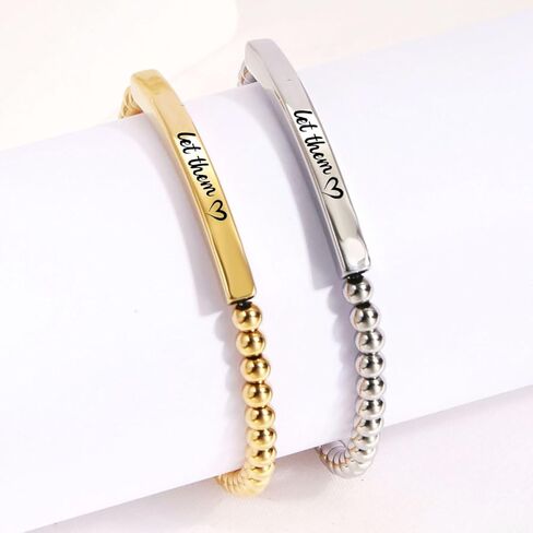 Let Them Zero Fcks Given Mantra Bracelet For Women, Self Worth Motivation Bracelet Stainless Steel Engraving Stackable Inspirational Friendship Jewelry Gift To Sorority Sisters Best Friends in Kuwait