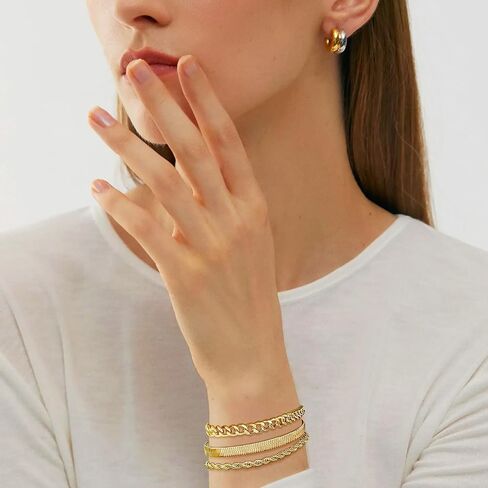 5-6 Pieces Gold Bracelets for Women, Gold Bracelets for Women Dainty Set, 14K Gold Plated Bracelet, Gold Bracelets Stack, Adjustable Cuban Snake Paperclip Twist Bracelet for Women in Saudi Arabia