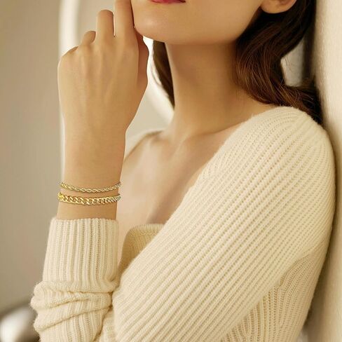 5-6 Pieces Gold Bracelets for Women, Gold Bracelets for Women Dainty Set, 14K Gold Plated Bracelet, Gold Bracelets Stack, Adjustable Cuban Snake Paperclip Twist Bracelet for Women in Saudi Arabia