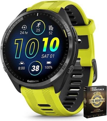 Garmin 010-02809-01 Forerunner 965 Running Smartwatch Whitestone و Powder Gray | نموذج الشريك الرسمي للولايات المتحدة الأمريكية | حزمة مع حزمة حماية محسنة CPS لمدة عامين in Saudi Arabia