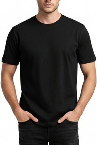 Men’s 100% Cotton T-Shirt Ultra-Soft Combed Ring-Spun Fabric,Breathable,Regular Fit for Daily Wear,Travel & Gym in Kuwait