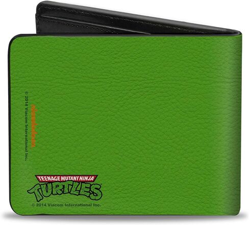 Teenage Mutant Ninja Turtles Men's Standard Buckle-Down PU Bifold Wallet-Classic TMNT Donatello Face Close-UP Green/Purple, Multicolor, 4.0" x 3.5" in Saudi Arabia