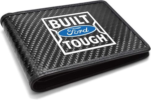 iPick Image for - Ford Built Ford Tough Black Real Carbon Fiber Leather RFID Blocking Bi-fold Wallet in Saudi Arabia