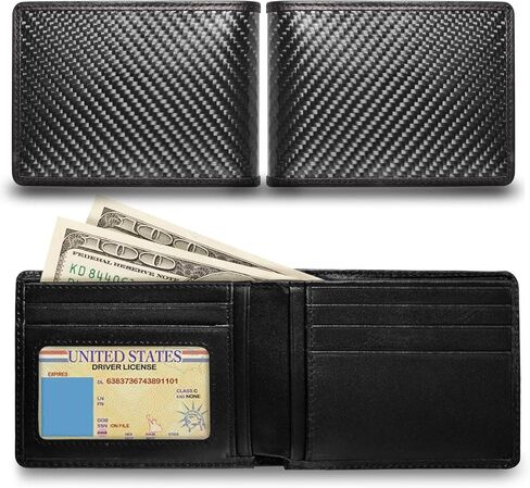 iPick Image for - Ford Built Ford Tough Black Real Carbon Fiber Leather RFID Blocking Bi-fold Wallet in Saudi Arabia