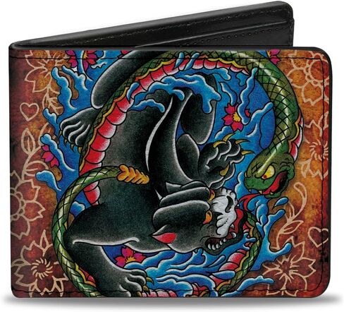 Buckle-Down Buckle-Down Bifold Wallet Tattoo Johnny Panther Accessory, -Tattoo Johnny Panther, 4.0" x 3.5" in Saudi Arabia