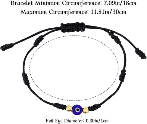 2pcs Evil Eye Bracelet for Women, Good Luck Beaded Bracelet Jewelry with Card for Mom Sister Inspirational Gifts(Black) in Saudi Arabia