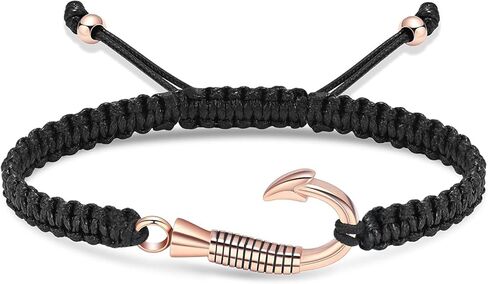 zeqingjw Urn Bracelet for Ashes for Men Women Fish Hook Braided Rope Adjustable Ash Bracelet Cremation Jewelry Keepsake Human Pet Memorial Gift in Saudi Arabia