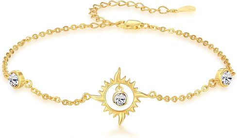 TUGHRA Gold Bracelet for Women 925 Sterling Silver Sun Bracelets Memorial Keepsake Jewelry Gift for Mom, Wife, Daughter Mother's Day Birthday in Saudi Arabia