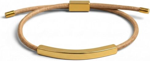 سوار من الجلد من الفولاذ المقاوم للصدأ مطلي بالذهب عيار 18 قيراط للنساء، سوار معصم منزلق من جلد البقر الأصلي قابل للتعديل - هدية مجوهرات الصداقة الحديثة للفتيات المراهقات in Kuwait