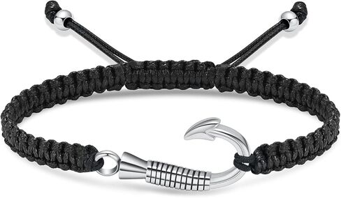 zeqingjw Urn Bracelet for Ashes for Men Women Fish Hook Braided Rope Adjustable Ash Bracelet Cremation Jewelry Keepsake Human Pet Memorial Gift in Saudi Arabia