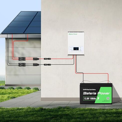 Bateria Power 10Feet 12AWG Y Branch Solar Panel Splitter Cable, 12 Gauge 4mm² PV Extension Wire with Female & Male Waterproof Connectors for RV, Photovoltaic Systems in Kuwait