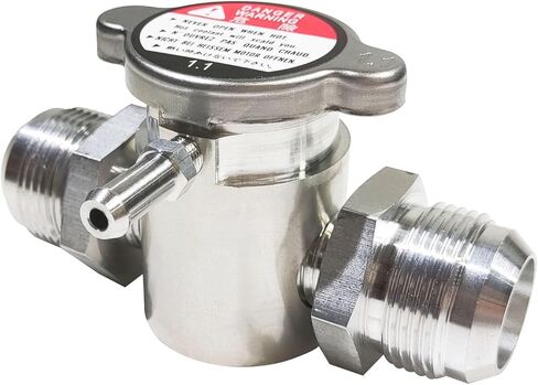 Universal 16AN to 16AN Male Fitting Filler Neck Aluminum In-Line Radiator Hose Connector w/cap Natural in Kuwait