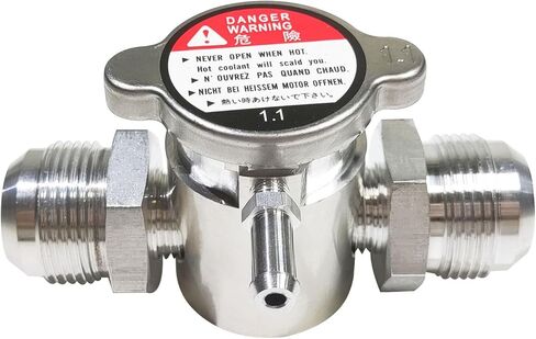 Universal 16AN to 16AN Male Fitting Filler Neck Aluminum In-Line Radiator Hose Connector w/cap Natural in Kuwait