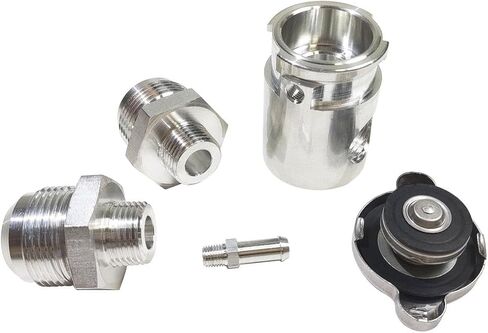 Universal 16AN to 16AN Male Fitting Filler Neck Aluminum In-Line Radiator Hose Connector w/cap Natural in Kuwait
