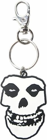 سلسلة المفاتيح المعدنية The Misfits Crimson Ghost Skull - 2.25 بوصة × 1.5 بوصة - ملحق فرقة Horror Punk مع بطاقة عرض البيع بالتجزئة - شعار الجمجمة الرسمي للمعجبين وهواة الجمع والهدايا in Saudi Arabia