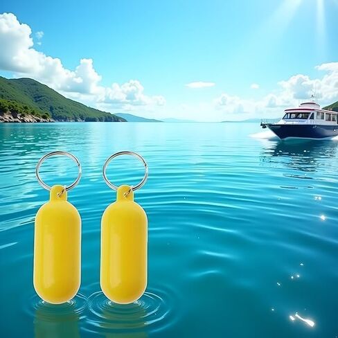 2-Pack Floating Keychains for Water Sports - High-Visibility Yellow Buoyant Key Rings with Durable Design for Boat, Kayak and Surfing Accessories in Saudi Arabia