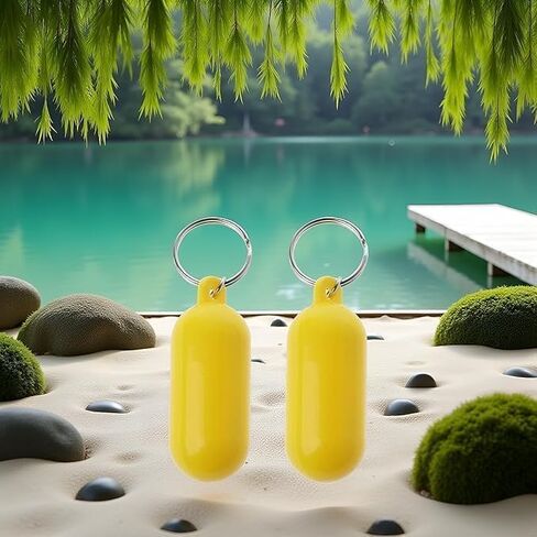 2-Pack Floating Keychains for Water Sports - High-Visibility Yellow Buoyant Key Rings with Durable Design for Boat, Kayak and Surfing Accessories in Saudi Arabia