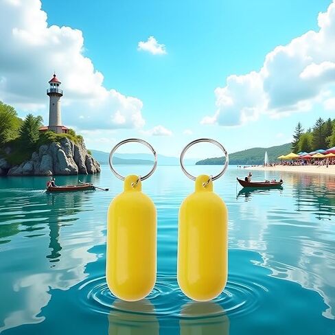 2-Pack Floating Keychains for Water Sports - High-Visibility Yellow Buoyant Key Rings with Durable Design for Boat, Kayak and Surfing Accessories in Saudi Arabia