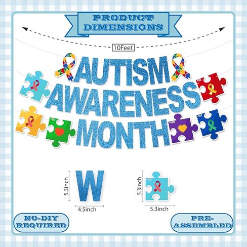 Autism Awareness Month Banner - NO DIY Autism Acceptance Decorations For Autism Awareness April Bulletin Board Decorations in Kuwait