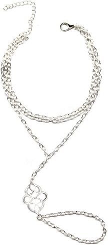 925 Sterling Silver Hand Chain Boho Finger Ring Bracelet for Women Dainty Adjustable Floral Layered Chain Slave Bracelets, Sterling Silver Durable Waterproof Summer Beach Vocation Finger Ring Jewelry in Kuwait