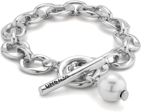 Uno de 50 YOLO Bracelet, Sterling Silver-Plated, Medium Sized Links & Pearl in Saudi Arabia
