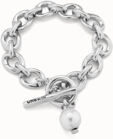 Uno de 50 YOLO Bracelet, Sterling Silver-Plated, Medium Sized Links & Pearl in Saudi Arabia