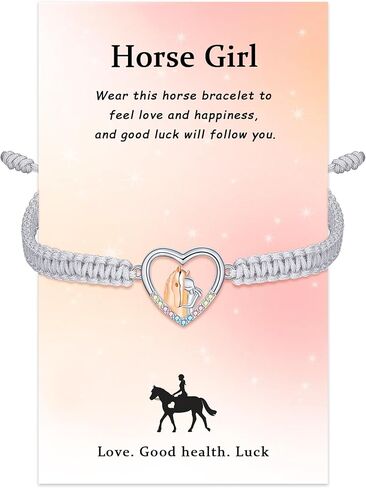 J.Endéar Bracelet Horse Gifts for Women, 925 Sterling Silver Cord Rope Handmade Braided Bracelet Adjustable, Lady Jewelry Luck Gift for Horse Lovers in Kuwait