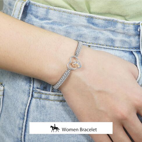 J.Endéar Bracelet Horse Gifts for Women, 925 Sterling Silver Cord Rope Handmade Braided Bracelet Adjustable, Lady Jewelry Luck Gift for Horse Lovers in Kuwait