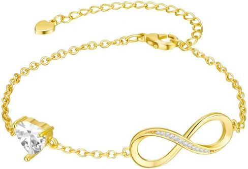 Infinity Heart Bracelet for Women Silver Chain Birthstone Bracelet Infinity Symbol Charm Bracelets Gifts for Her Wife Girlfriend Mom in Saudi Arabia