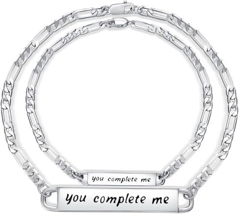 Couple Bracelets Set 925 Sterling Silver Bracelets for Him and Her Relationship Jewelry Gifts for Best Friend in Kuwait