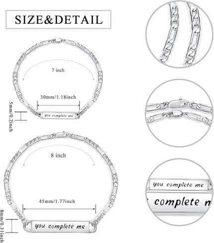 Couple Bracelets Set 925 Sterling Silver Bracelets for Him and Her Relationship Jewelry Gifts for Best Friend in Kuwait