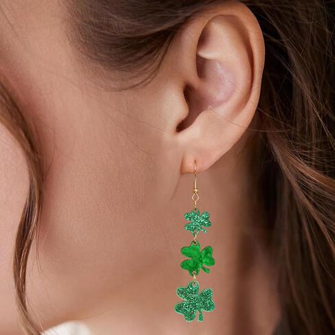 St. Patrick’s Day Earrings for Women – Lucky Green Shamrock Acrylic Dangle Earrings – Perfect Irish Festival Jewelry Gift for St. Patrick’s Day Outfits and Shirts in Saudi Arabia