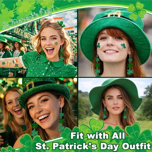 St. Patrick’s Day Earrings for Women – Lucky Green Shamrock Acrylic Dangle Earrings – Perfect Irish Festival Jewelry Gift for St. Patrick’s Day Outfits and Shirts in Saudi Arabia