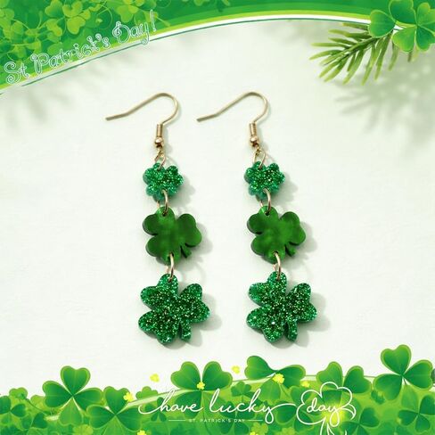 St. Patrick’s Day Earrings for Women – Lucky Green Shamrock Acrylic Dangle Earrings – Perfect Irish Festival Jewelry Gift for St. Patrick’s Day Outfits and Shirts in Saudi Arabia