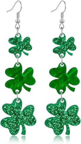 St. Patrick’s Day Earrings for Women – Lucky Green Shamrock Acrylic Dangle Earrings – Perfect Irish Festival Jewelry Gift for St. Patrick’s Day Outfits and Shirts in Kuwait
