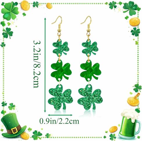 St. Patrick’s Day Earrings for Women – Lucky Green Shamrock Acrylic Dangle Earrings – Perfect Irish Festival Jewelry Gift for St. Patrick’s Day Outfits and Shirts in Saudi Arabia