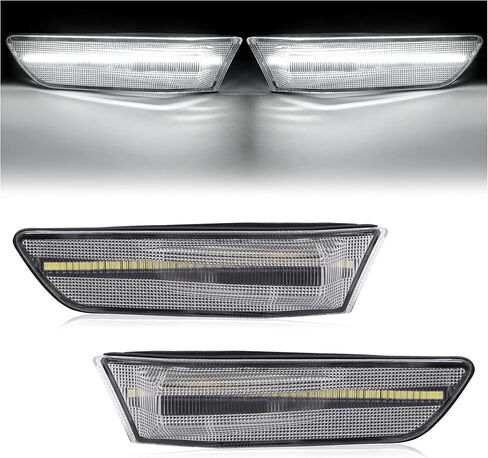 HECASA Pair LED Front Side Marker Lights Compatible with 2003-2007 Infiniti G35 2D Coupe 2002-2007 Nissan Skyline V35 Coupe Bumper Side Marker Lamps Turn Signal Light White LED Clear Lens in Saudi Arabia