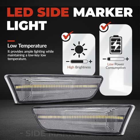 HECASA Pair LED Front Side Marker Lights Compatible with 2003-2007 Infiniti G35 2D Coupe 2002-2007 Nissan Skyline V35 Coupe Bumper Side Marker Lamps Turn Signal Light White LED Clear Lens in Saudi Arabia