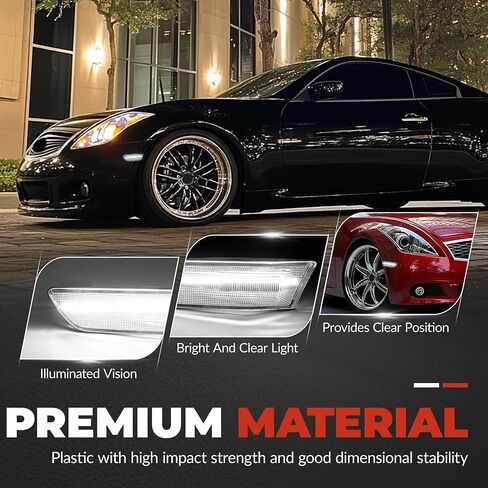 HECASA Pair LED Front Side Marker Lights Compatible with 2003-2007 Infiniti G35 2D Coupe 2002-2007 Nissan Skyline V35 Coupe Bumper Side Marker Lamps Turn Signal Light White LED Clear Lens in Saudi Arabia