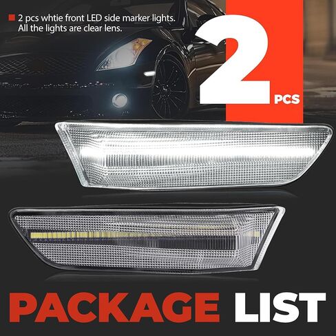 HECASA Pair LED Front Side Marker Lights Compatible with 2003-2007 Infiniti G35 2D Coupe 2002-2007 Nissan Skyline V35 Coupe Bumper Side Marker Lamps Turn Signal Light White LED Clear Lens in Saudi Arabia